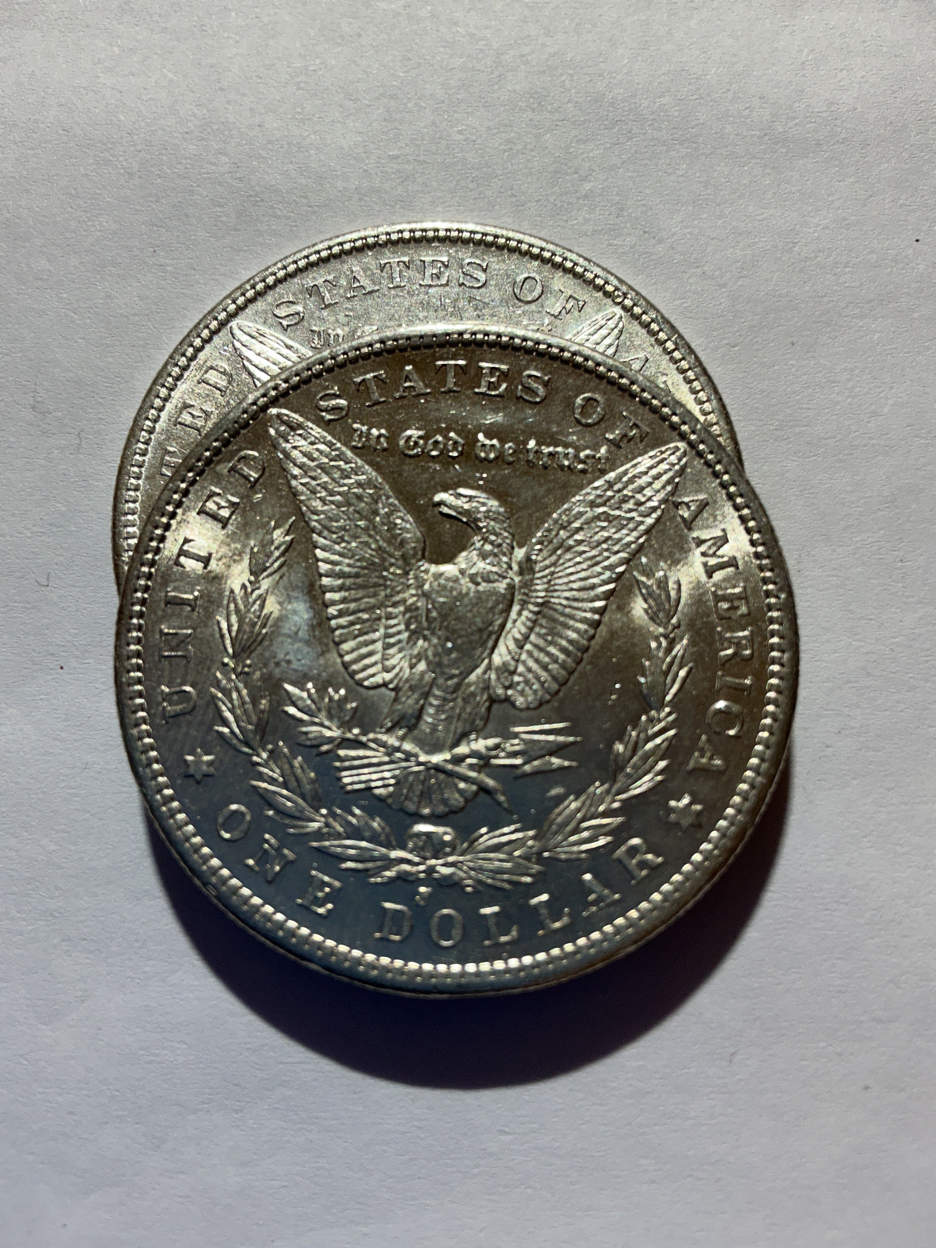 Lot 39, 2 1880 S Morgan silver dollar, AU