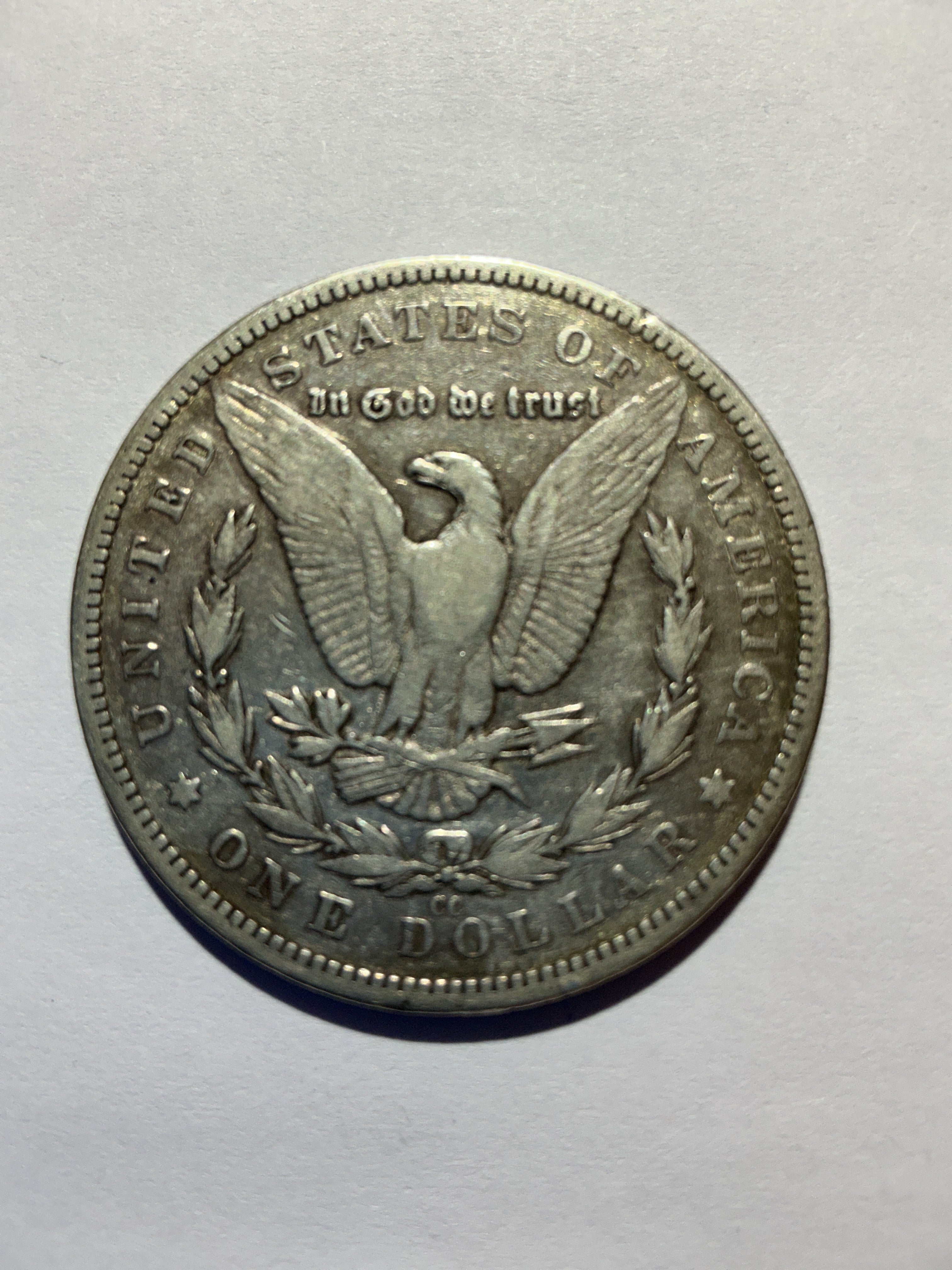 Lot 2, 1893 CC Morgan silver dollar F, low mintage 677000