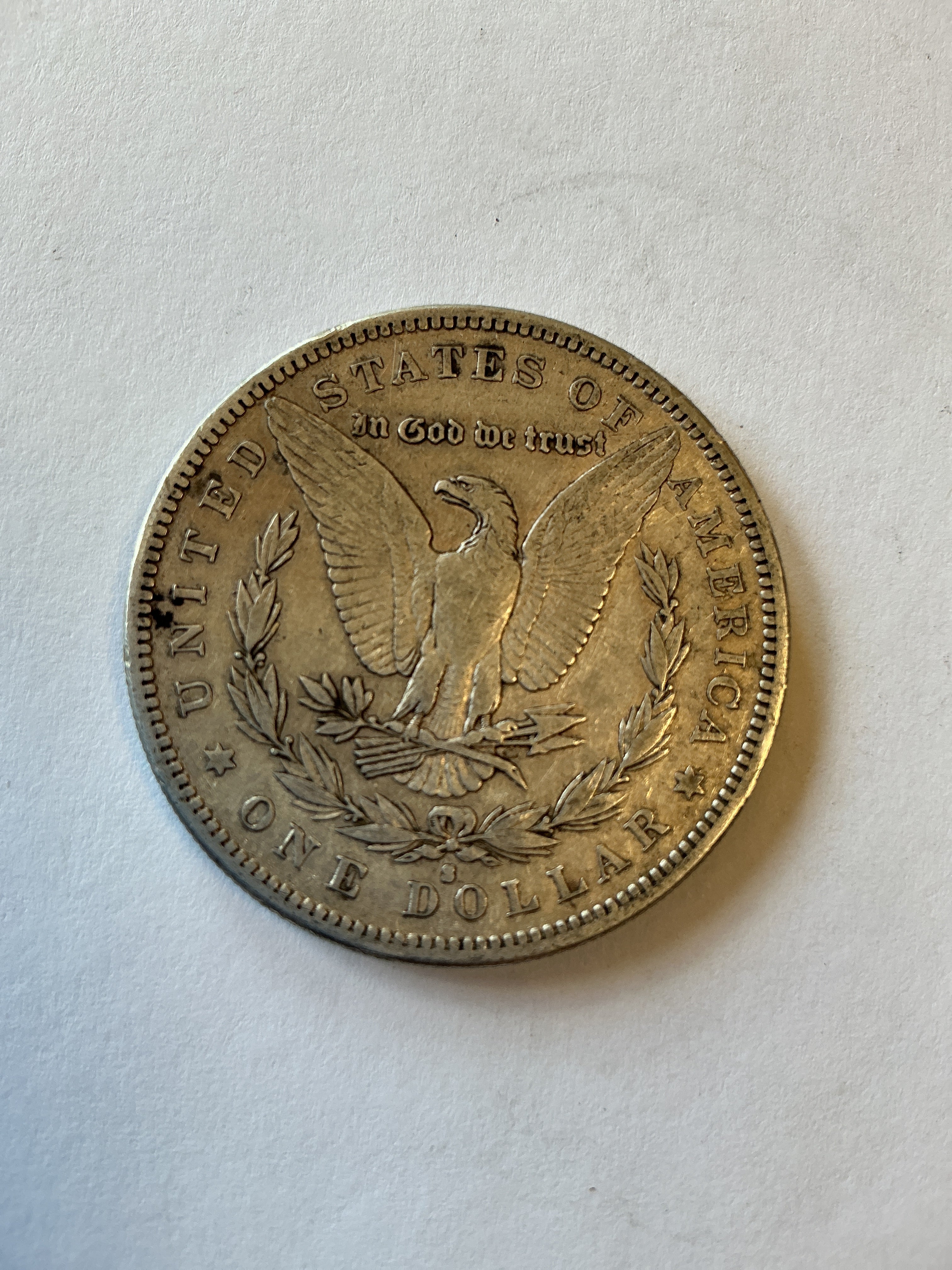 Lot 13, 1884 S Morgan silver dollar, XF