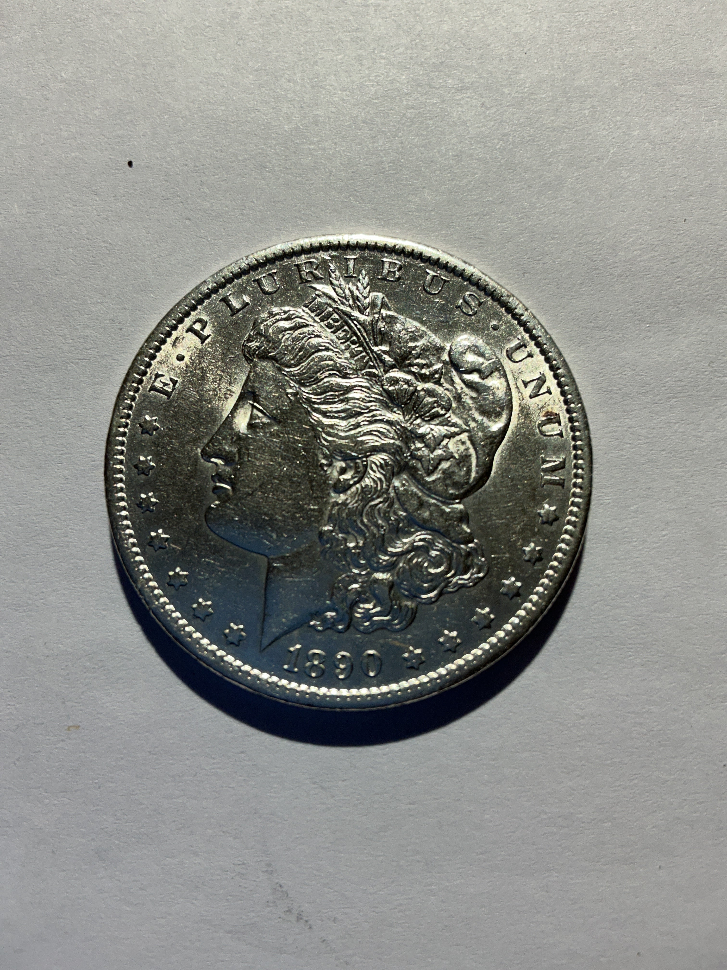 Lot 3, 1890 S Morgan silver dollar, AU