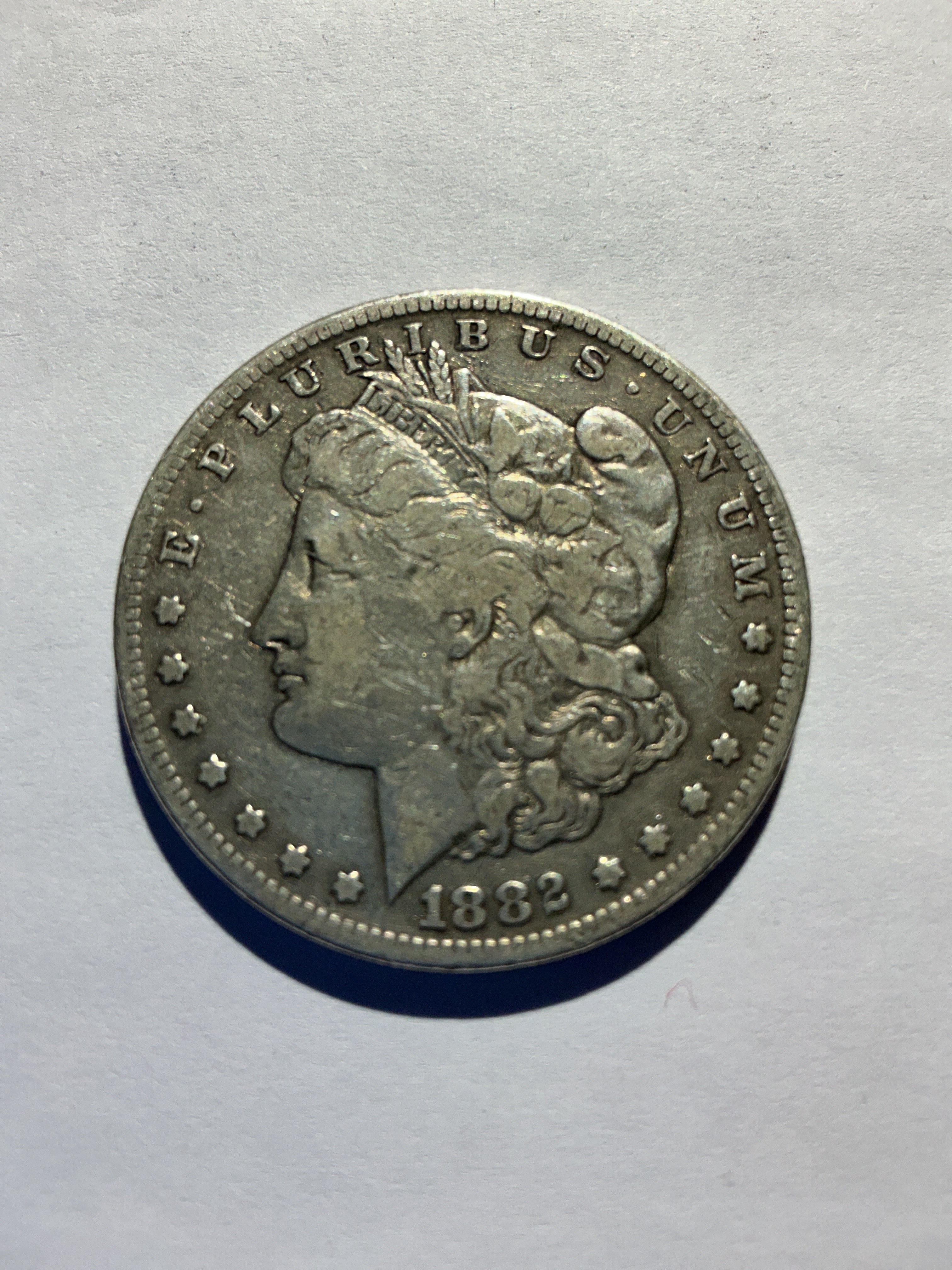 Lot 13, 1882 S Morgan silver dollar, Xf