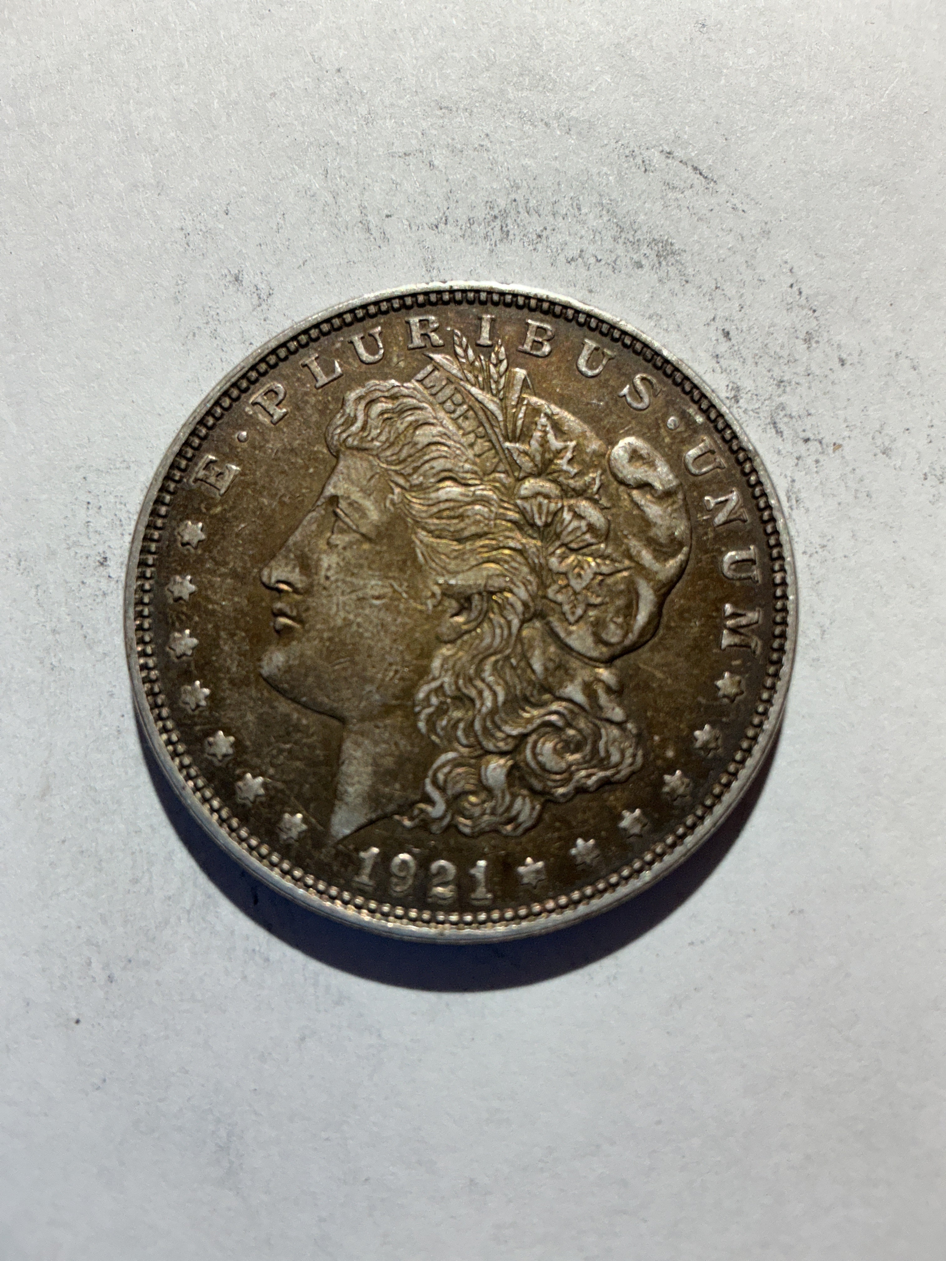 Lot 77, 1921 D Morgan silver dollar vf
