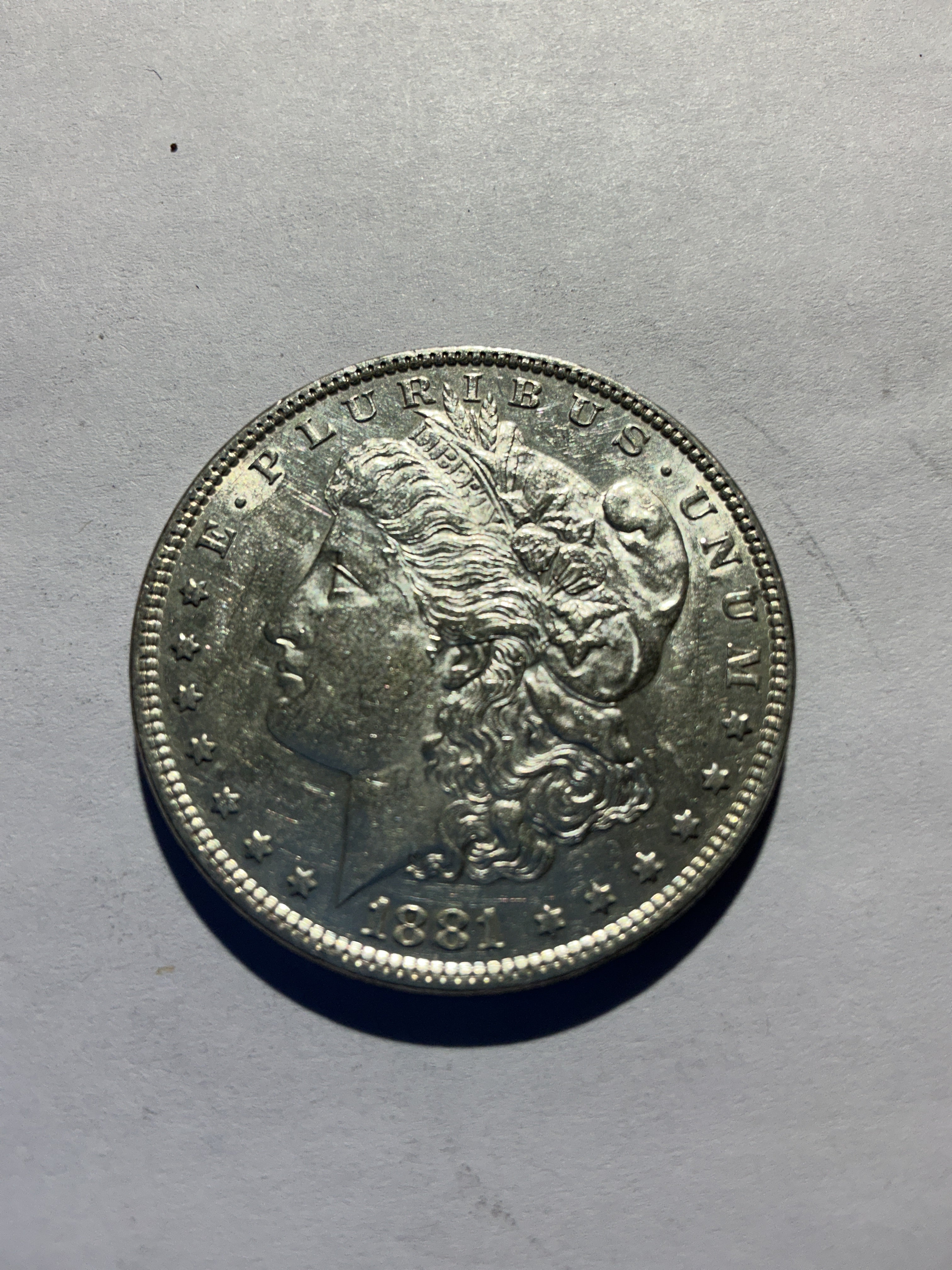 Lot 47, 1881 Morgan silver dollar, AU