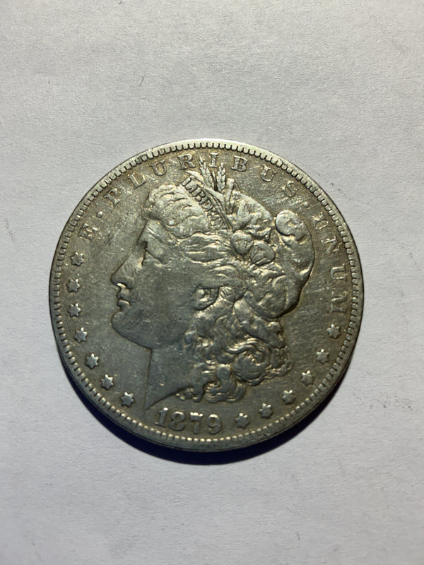 Lot 14, 1879 S Morgan silver dollar, VF