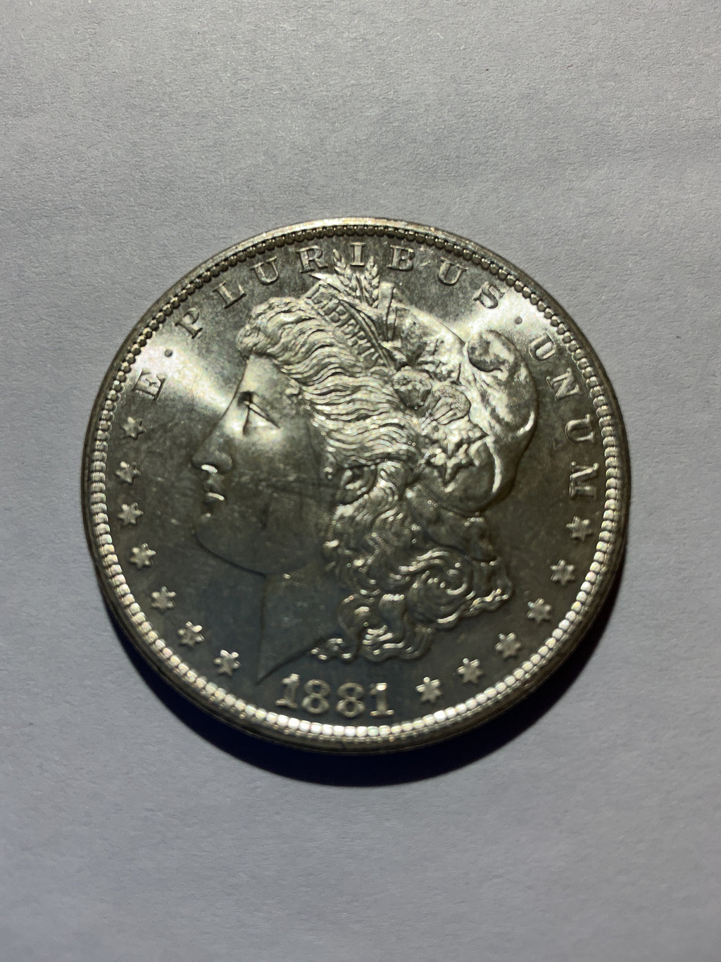 Lot 66, 1881 S Morgan silver dollar, BU