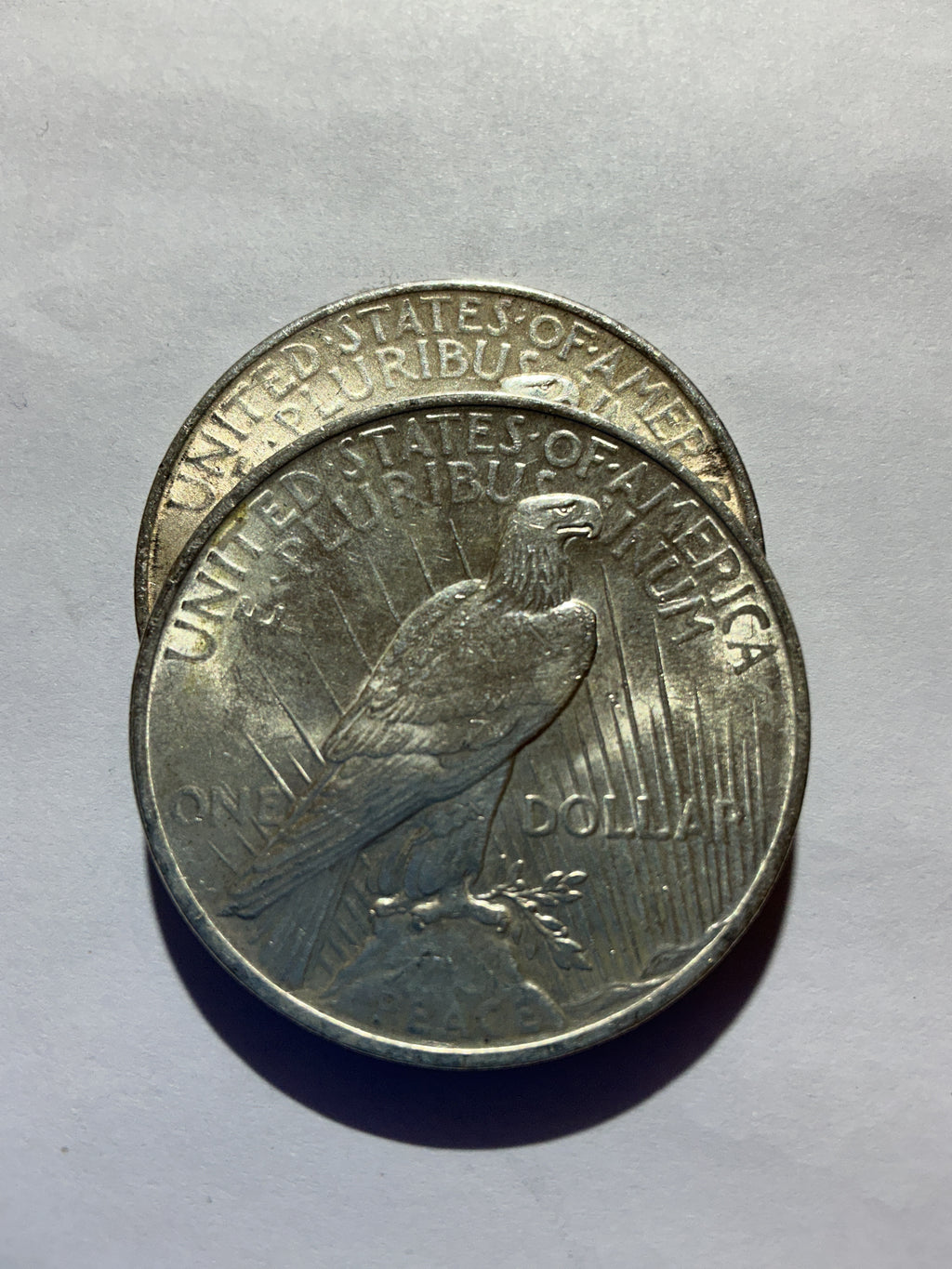 Lot 21, 2 1922 Peace dollar, AU
