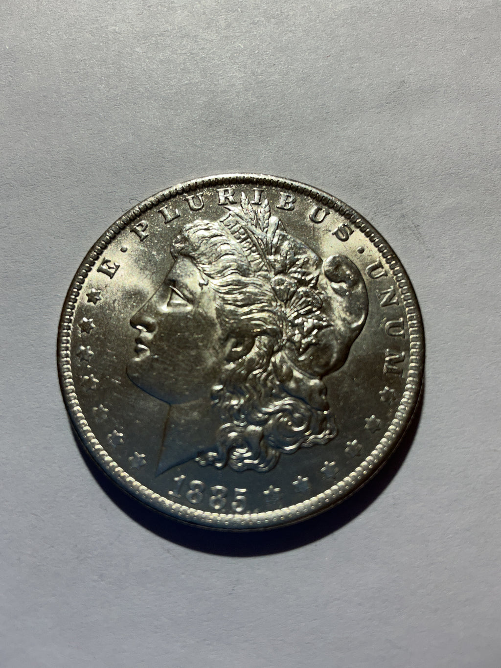 Lot 71, 1885 O Morgan silver dollar, BU