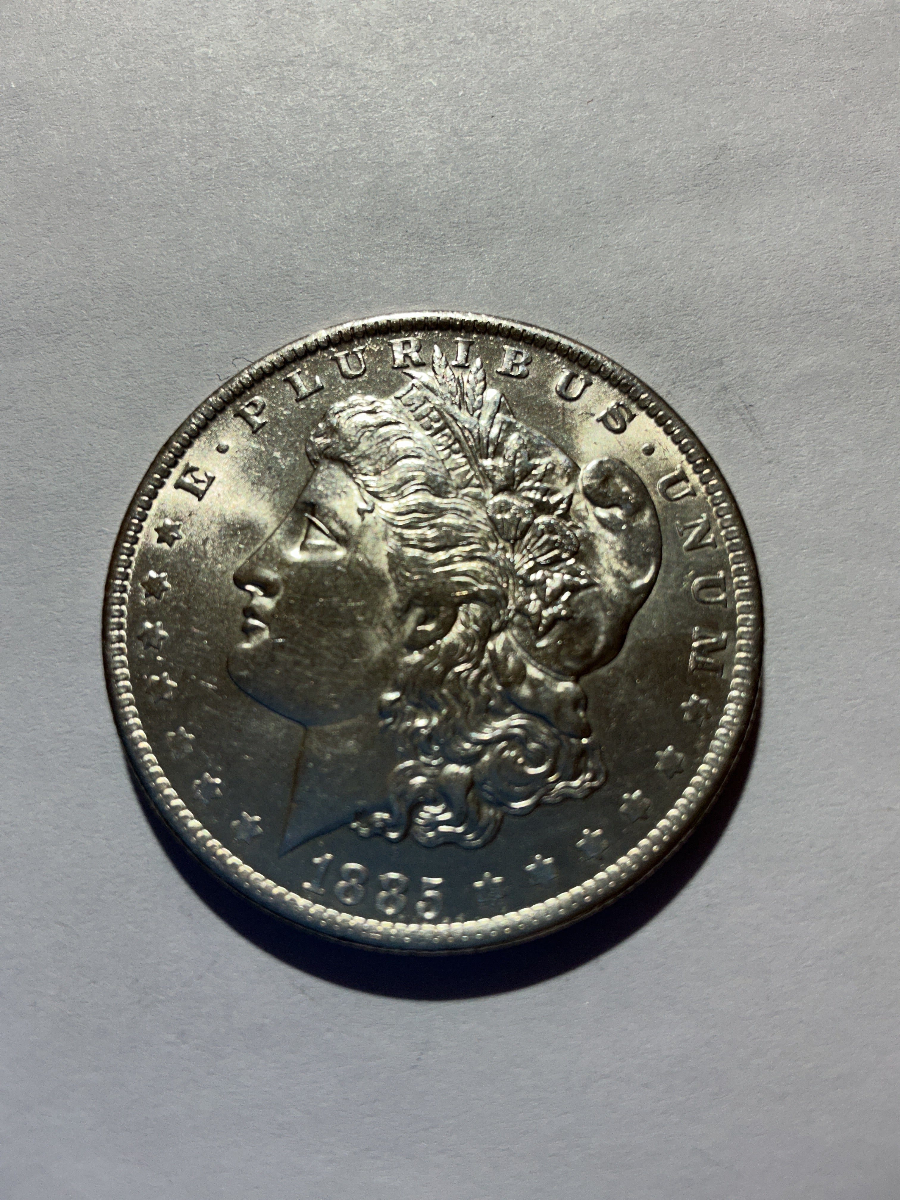 Lot 71, 1885 O Morgan silver dollar, BU