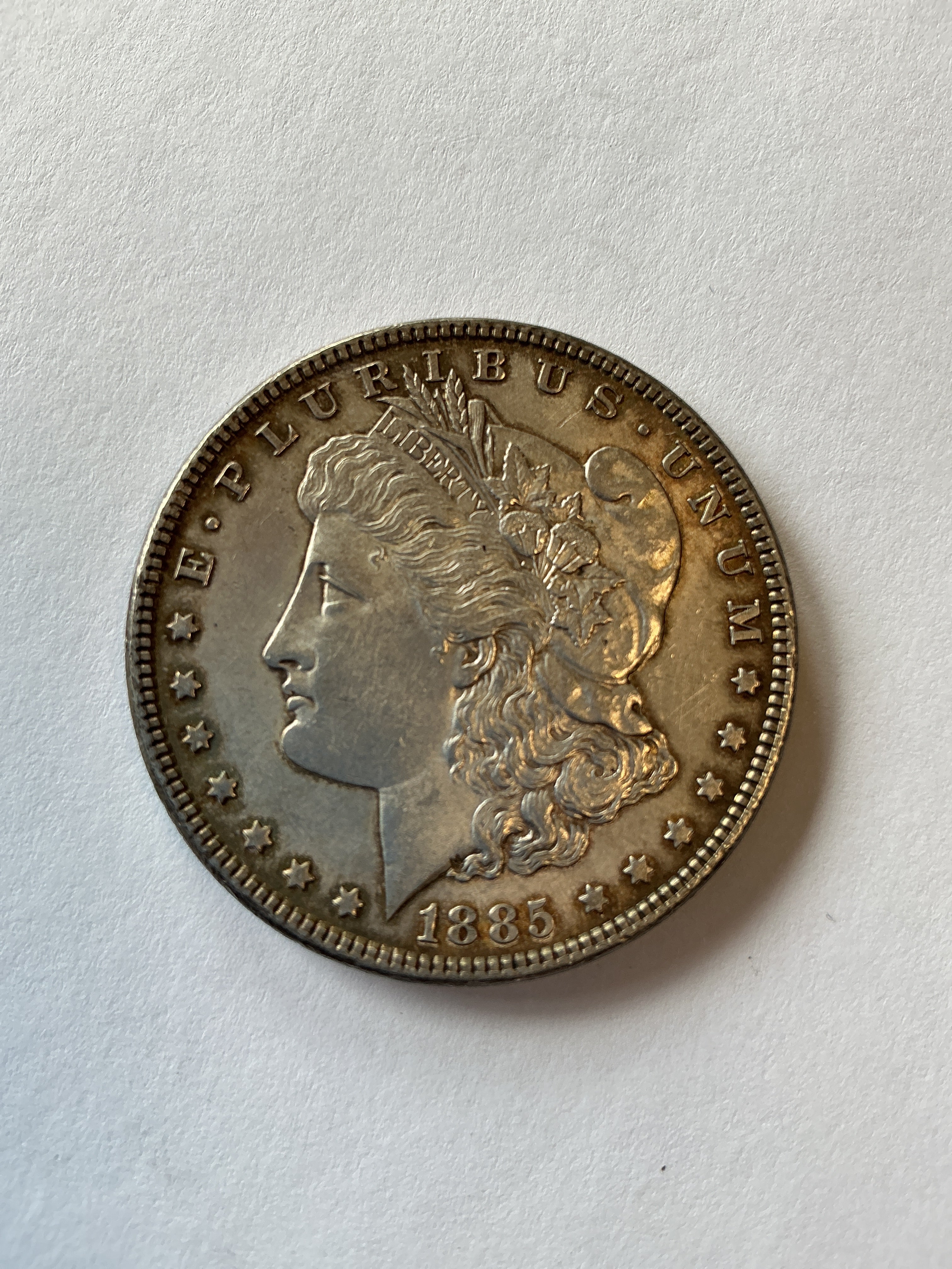 Lot 3, 1885 Morgan silver dollar, AU