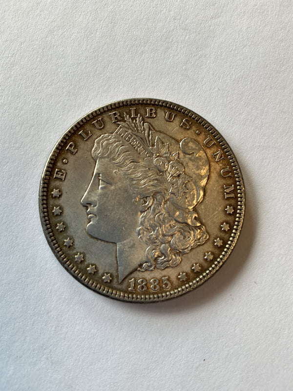 Lot 3, 1885 Morgan silver dollar, AU