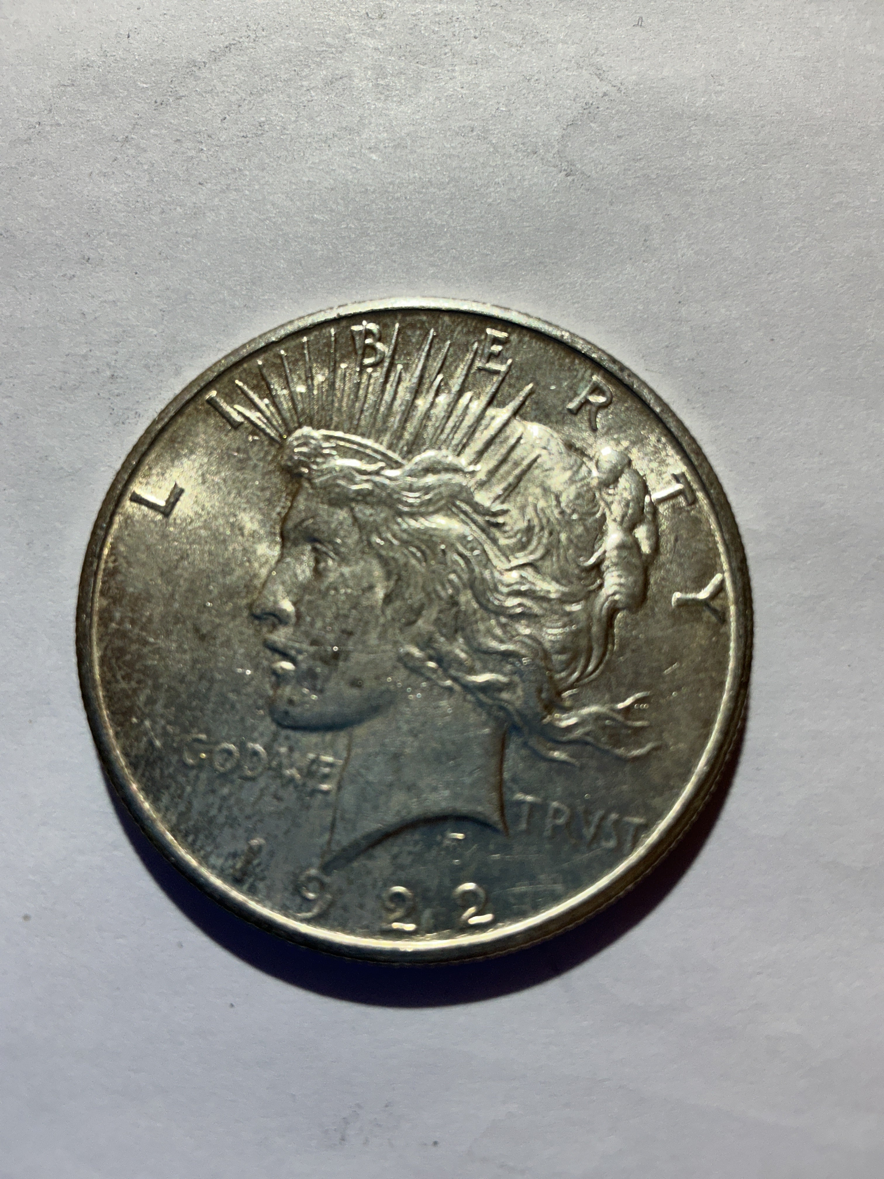 Lot 26, 1922 S Peace dollar , AU