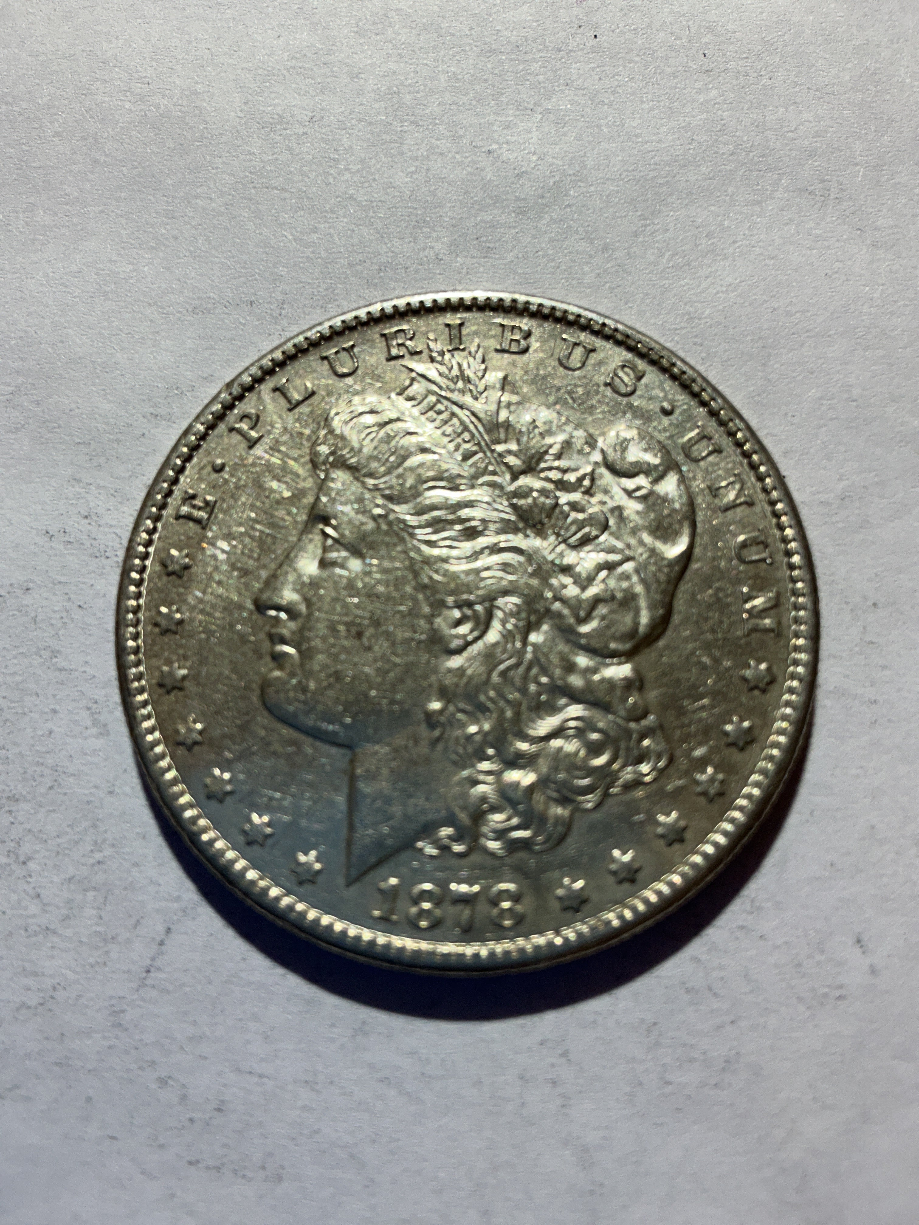 Lot 65, 1878 S Morgan silver dollar, AU