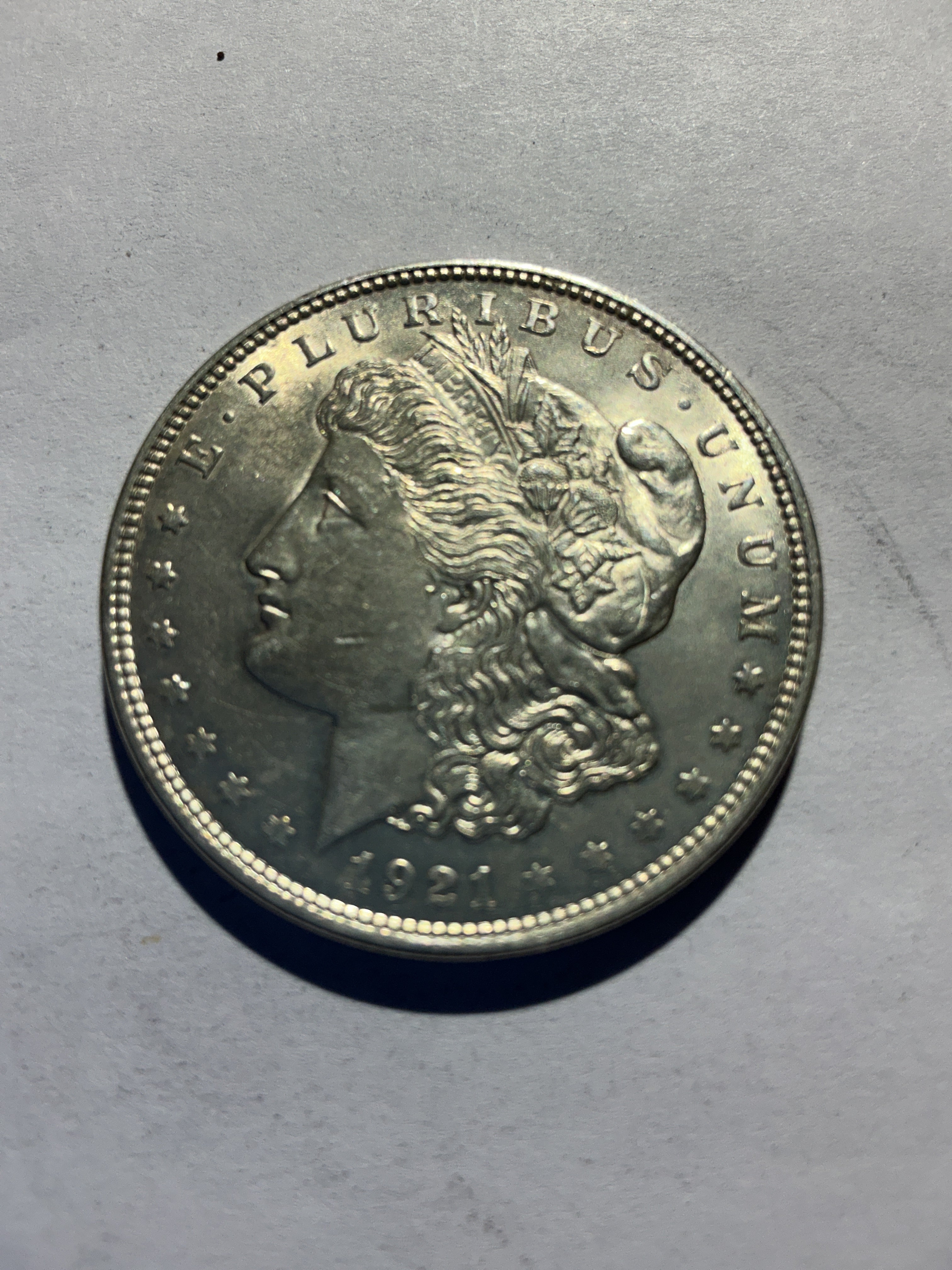 Lot 75, 1921 Morgan silver dollar, AU