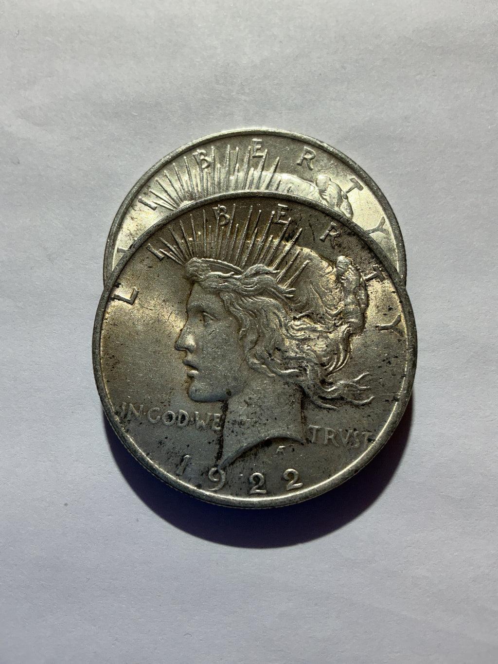 Lot 20, 2,  1922 Peace dollar, AU