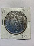Lot 5, 1921 D Morgan silver dollar, high grade