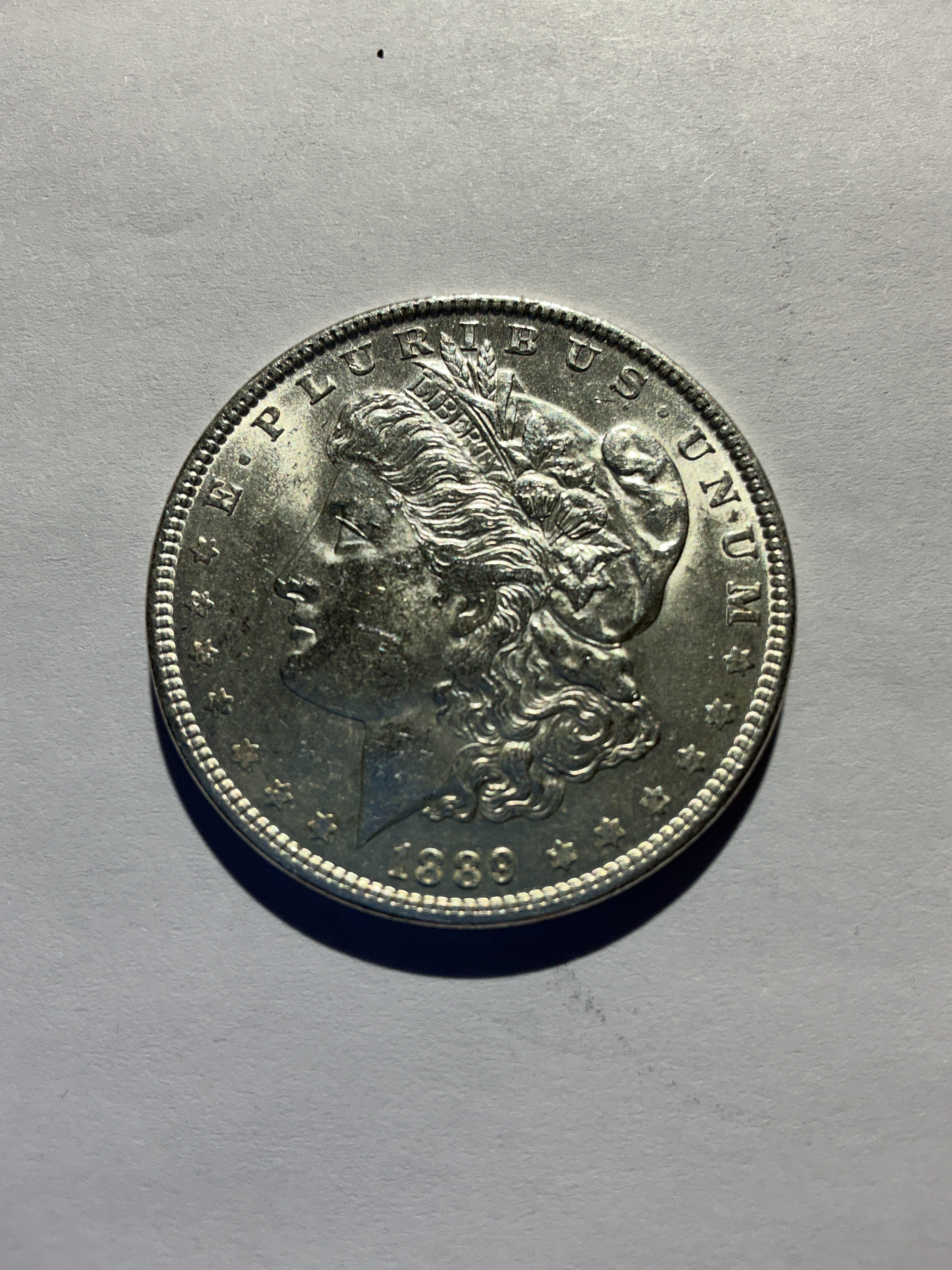 Lot 6, 1889 Morgan silver dollar AU