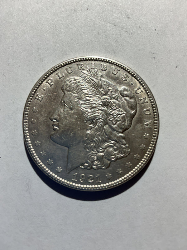 Lot 30, 1921 Morgan silver dollar, AU