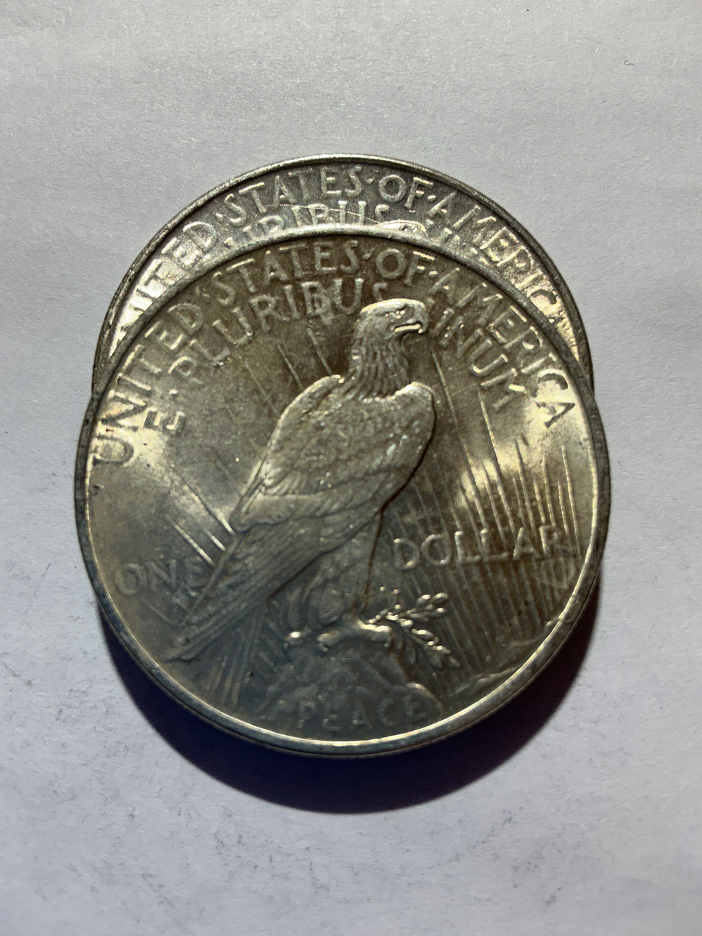 Lot 34, 2 1924 Peace dollar, AU