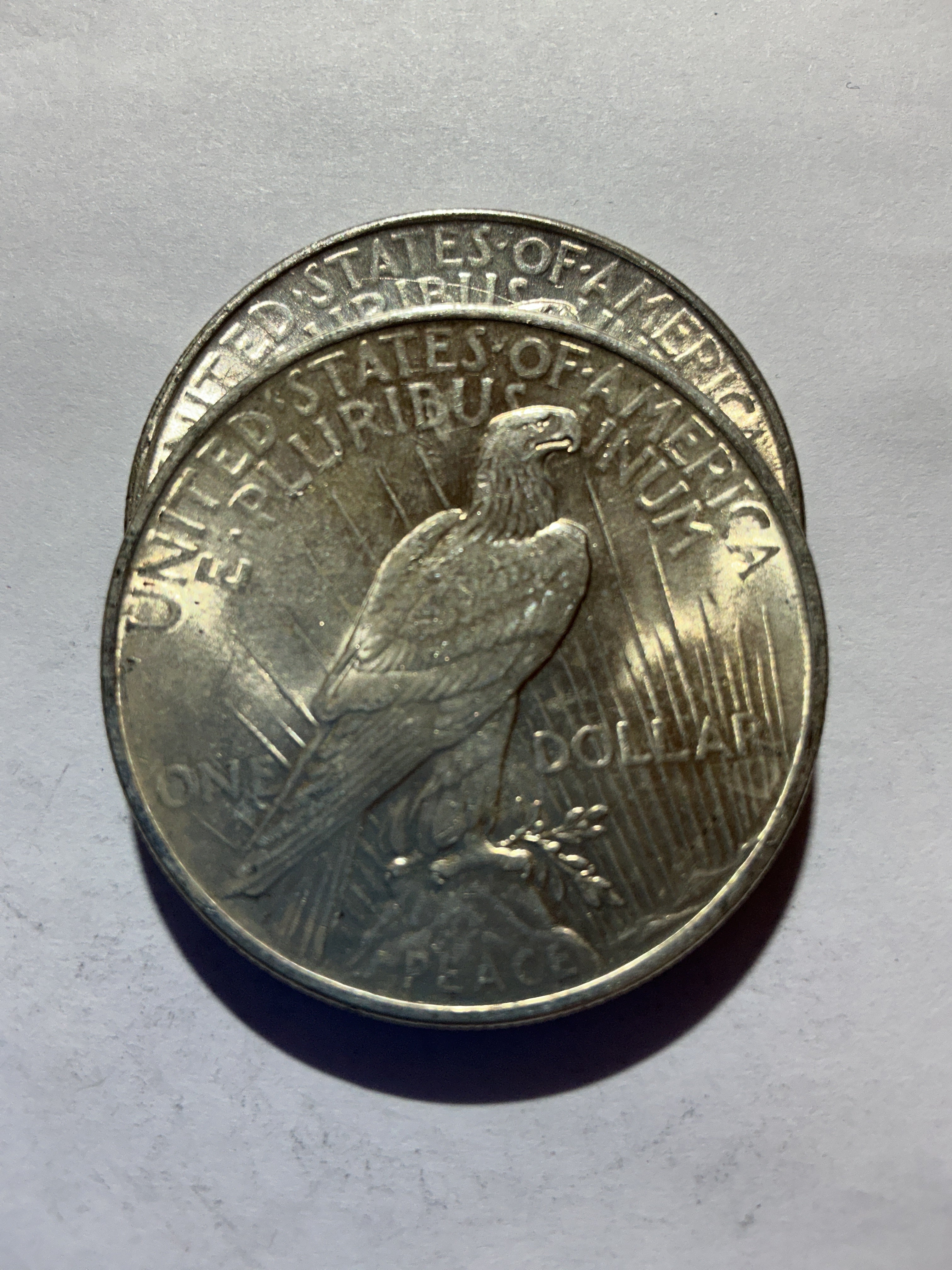 Lot 34, 2 1924 Peace dollar, AU
